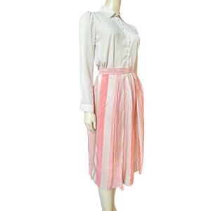 ARCHIVAL Vintage Lanvin Pleated 1950s French Pink Striped Pleated Skirt XS 0